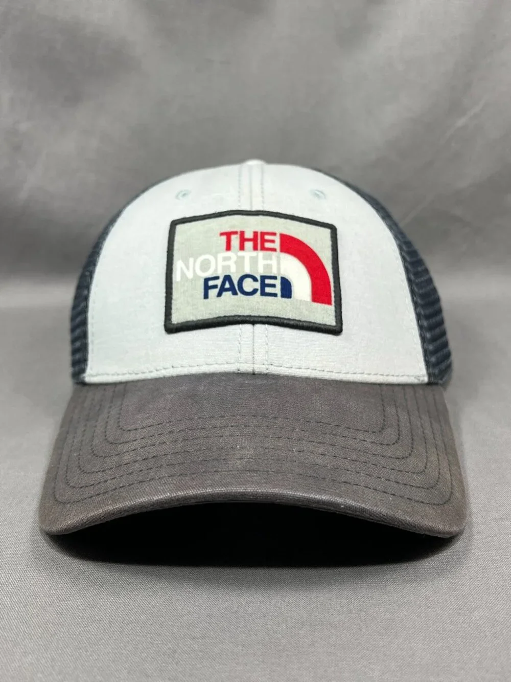 North Face Mudder Snapback Hat Cap Gray Hiking Outdoor Trucker Mesh Patch Mens - Picture 8 of 16